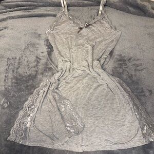 Gray Lace Trim Nightgown